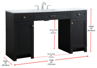 60" ADA Compliant Bathroom Vanity, Black