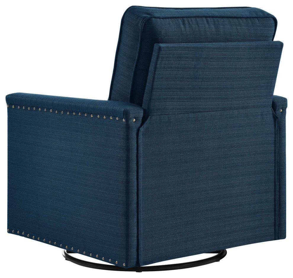 Armchair Accent Swivel Chair, Fabric, Navy Blue, Modern, Lounge Hospitality