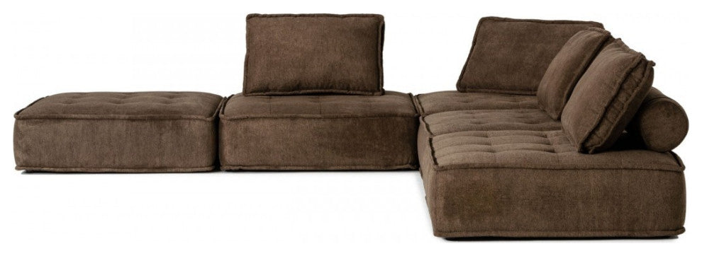 Modern Chocolate Brown Floor Pillow Modular Sectional Sofa
