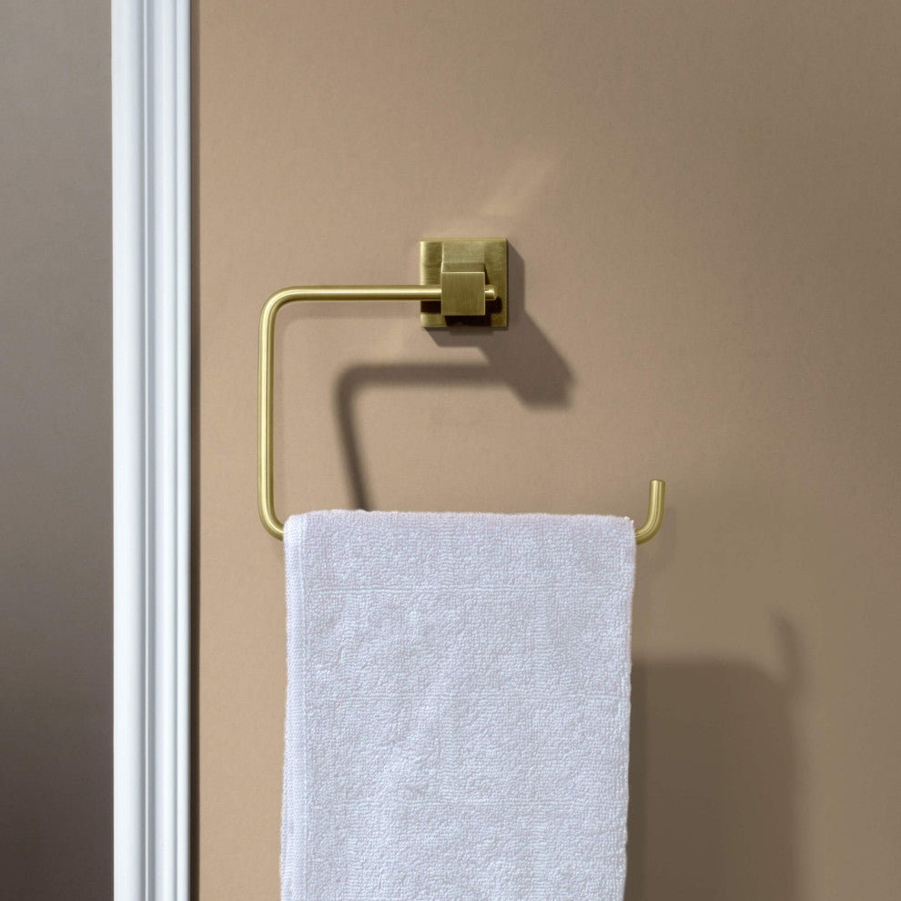 Cube 2-Piece Bathroom Hardware Set, Brushed Gold