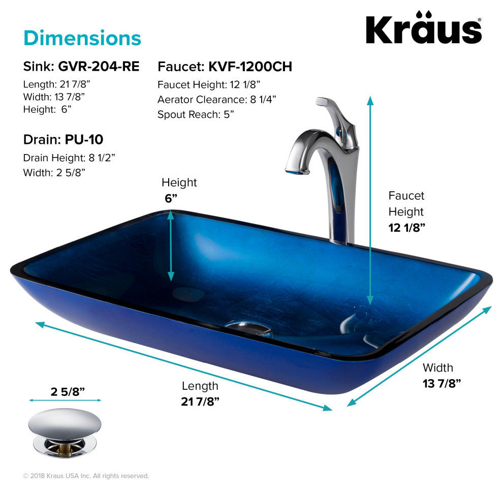 Glass Vessel Sink, Bathroom Arlo Faucet, PU Drain, Mounting Ring, Chrome