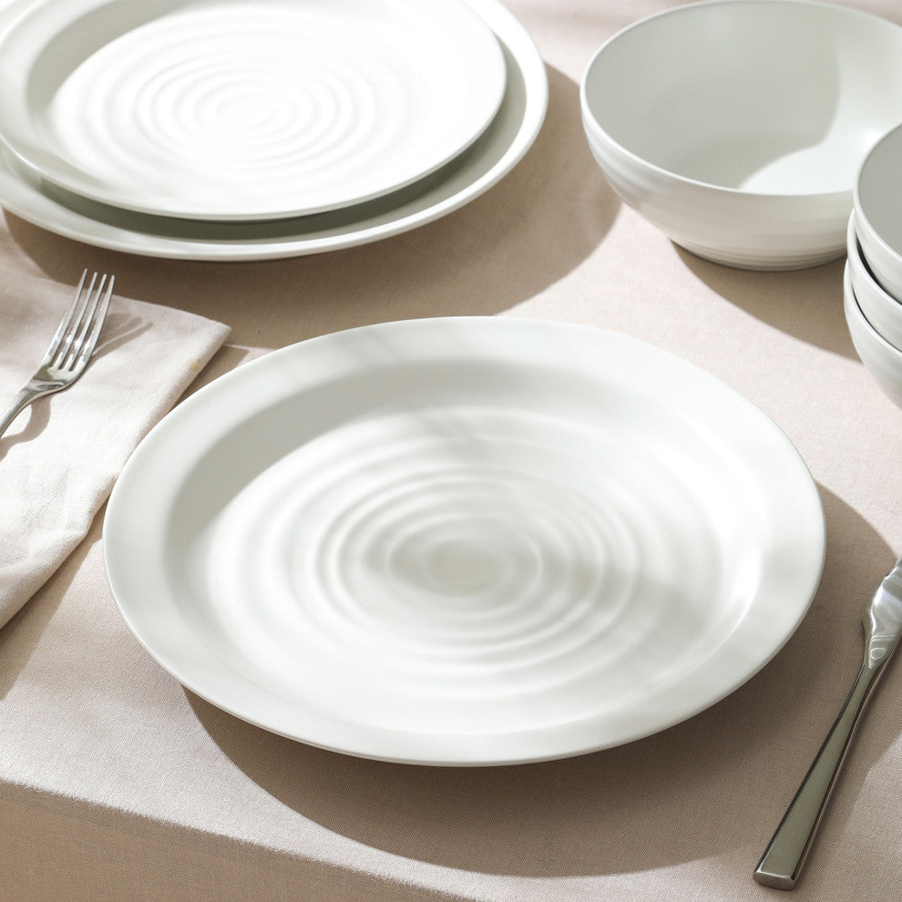 Stone Lain Orbit Stoneware 24-Piece Dinnerware Set, White