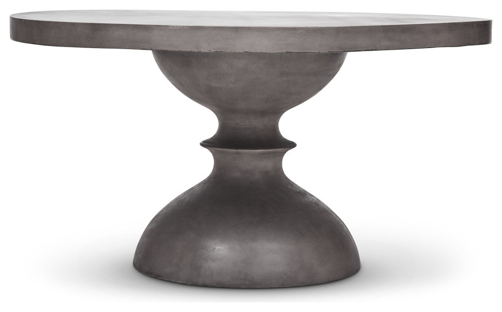 Urbia Mixx Concrete Spindle 59" Round Dining Table, Dark Gray