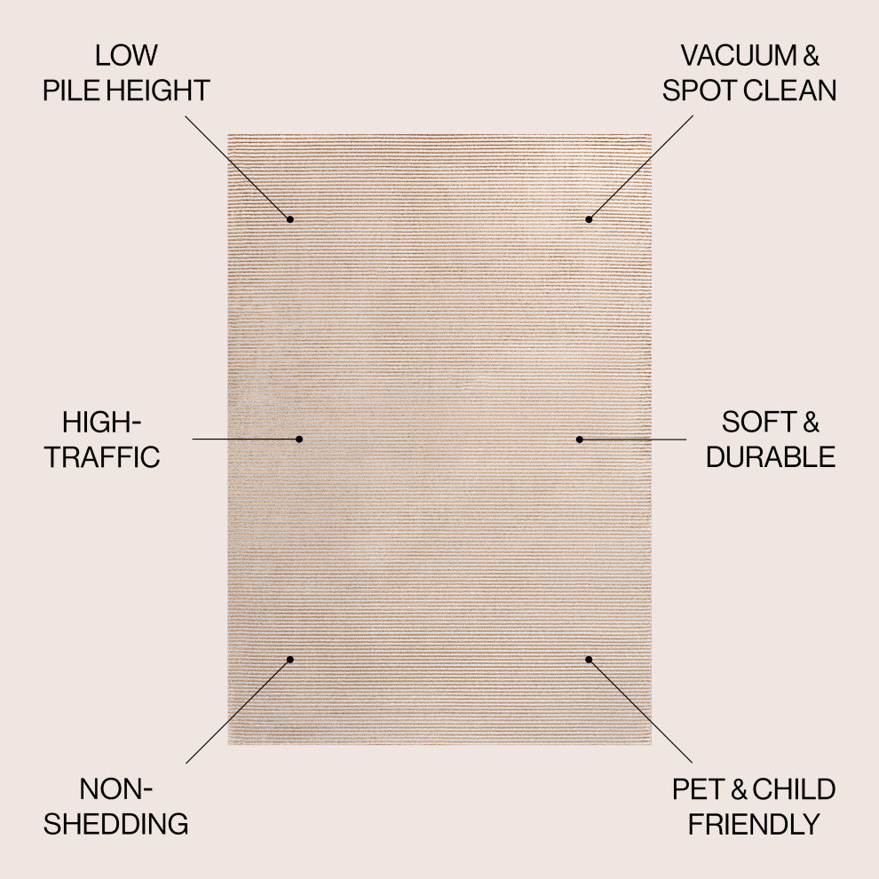 Cole Modern Minimalist Pinstripe High-Low Area Rug