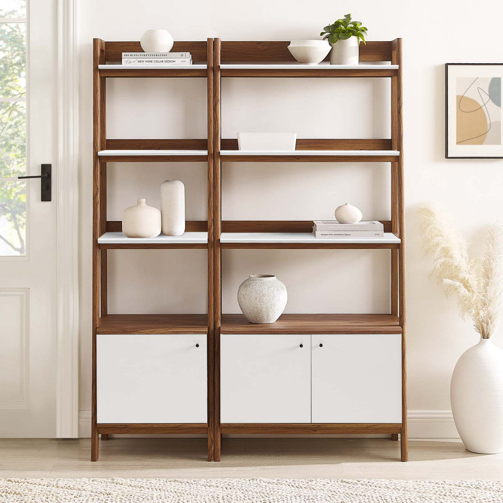 Bixby Wood Bookshelves, Set of 2, Walnut White