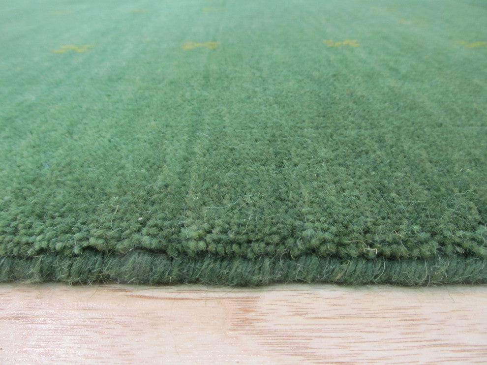 Handmade Wool Green Transitional Solid Lori Baft Rug, 8' X 10'