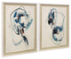 Tender Blue Shadow Box Abstract Wall Art, Deckled Paper, White Frame, Set of 2