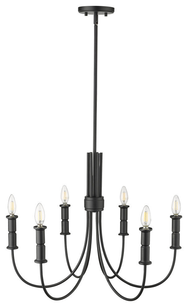 6 Light 26 in. Matte Black Chandelier