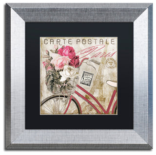 Color Bakery 'Postale Paris I' Art, Silver Frame, Black Matte, 11"x11"