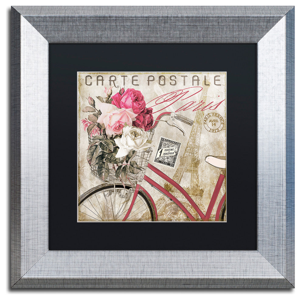 Color Bakery 'Postale Paris I' Art, Silver Frame, Black Matte, 11"x11"