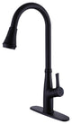 Pull Out Single Handle Two Function Deck Mounted Kitchen Faucet, Matte Black