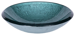 Eden Bath EB_GS03 Teal Glass Bathroom Vessel Sink with Embossed Pattern