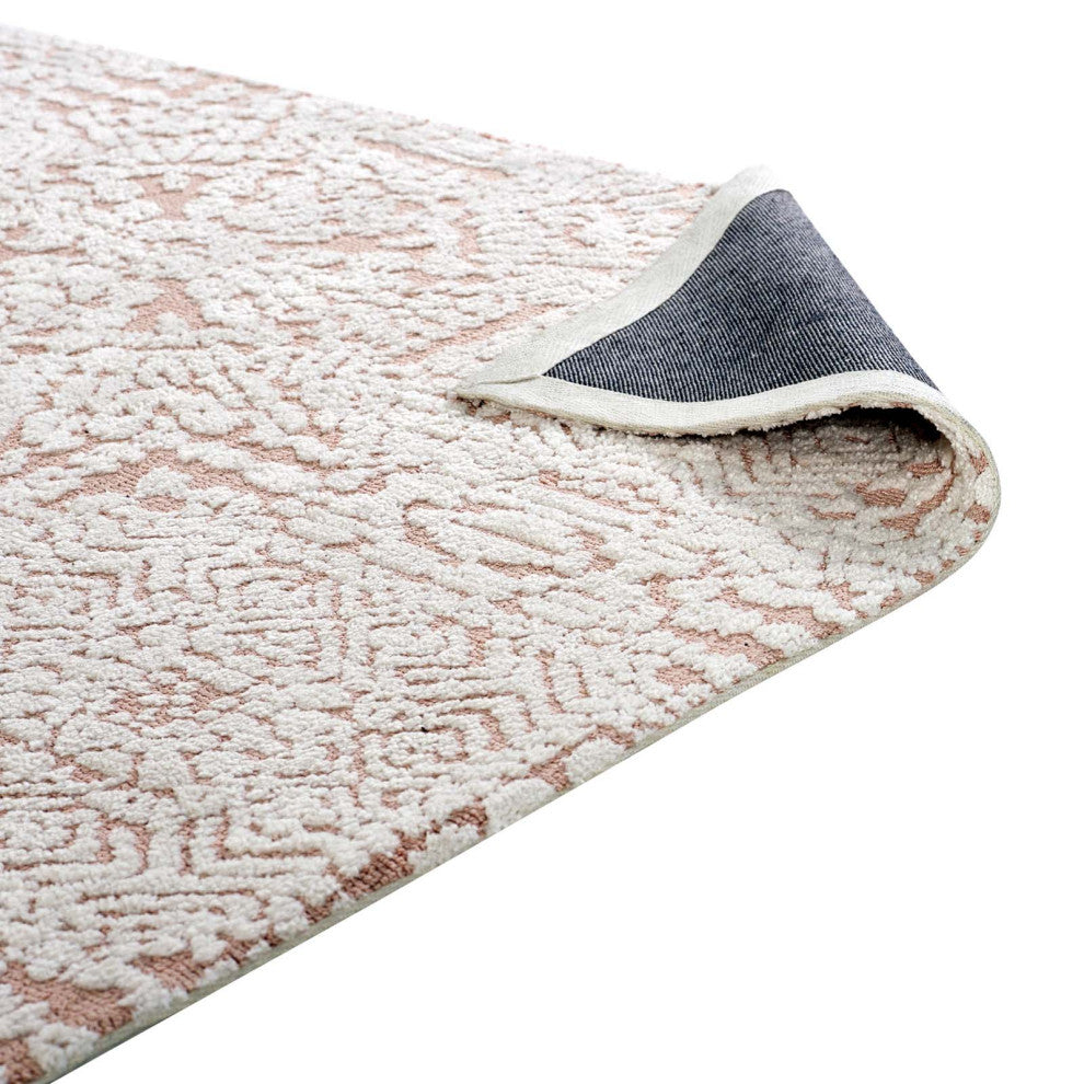 Ivory and Cameo Rose Javiera Contemporary Moroccan 8x10 Area Rug