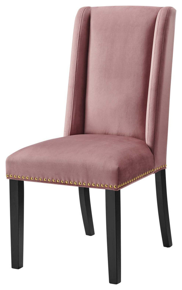 Dining Chair, Nailhead, Set of 2, Pink, Velvet, Modern, Cafe Bistro Hospitality