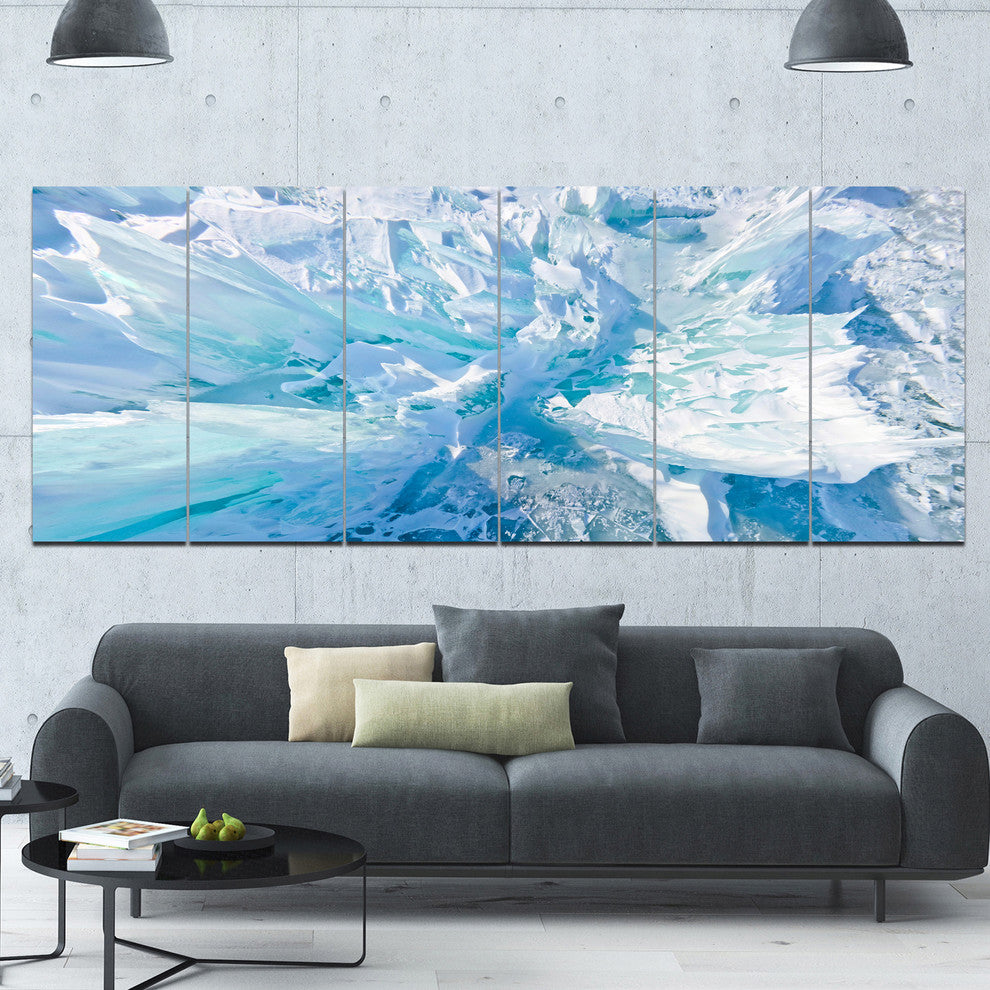Blue Ice Hummocks Baikal, Landscape Canvas Art Print, 70"x28", 6 Panels