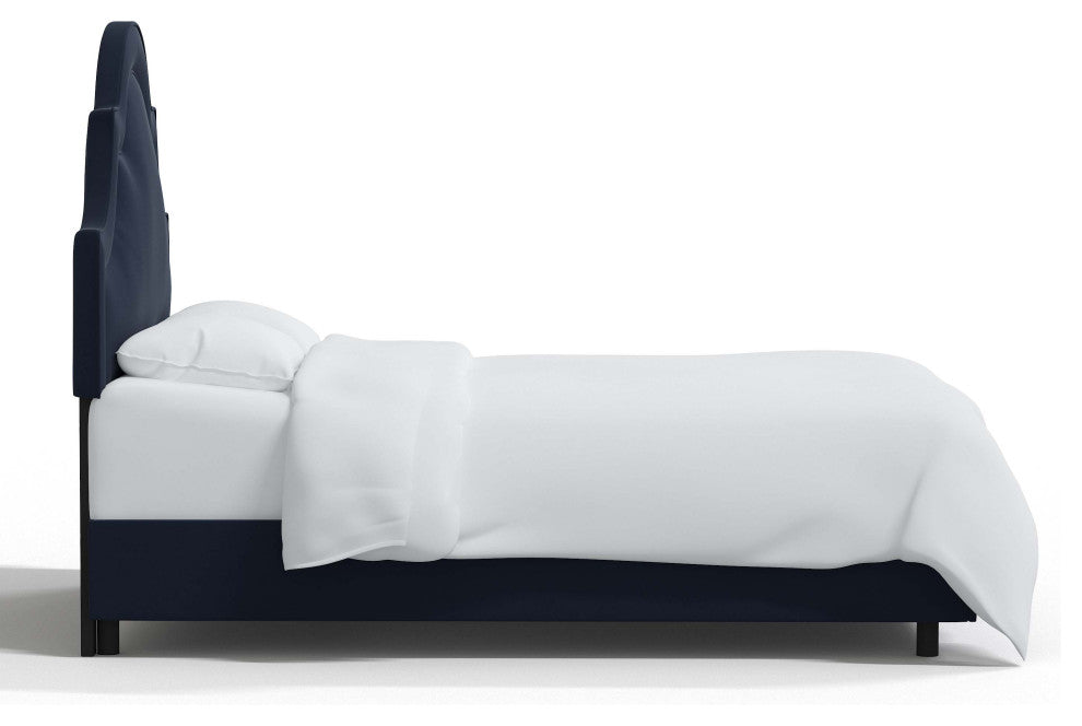 High Arched Bed With Border, Velvet Ink, California King