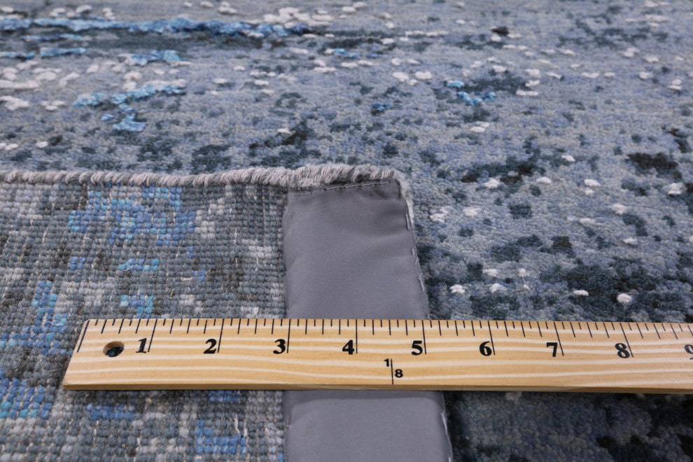 Wool and Silk Abstract Hand Knotted Rug 6' 1" X 9' 3" Q6178