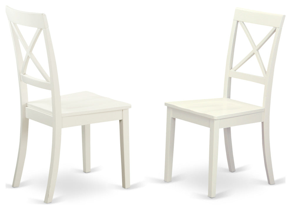 5 Pc Small Kitchen Table Set And 4 Hard Wood Dining Chairs, Linen White