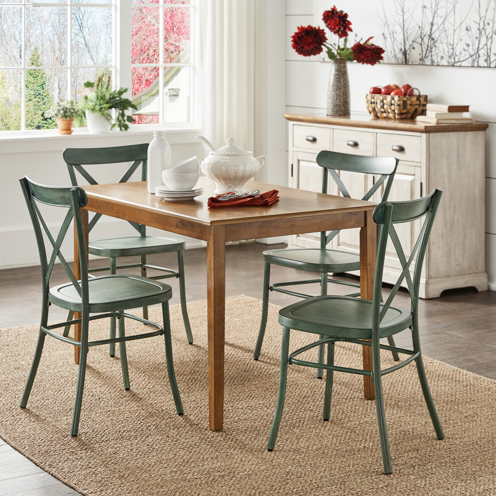 Banet Oak 48-inch Rectangle Dining Set, 5 Piece Set, Antique Sage Green
