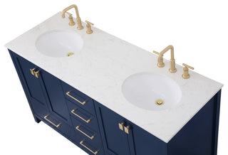 Blue 60" Double Sink Bathroom Vanity