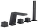 CASAINC Roman 5 Hole Waterfall Faucet Set with Bathtub Handheld Shower Head, Matte Black