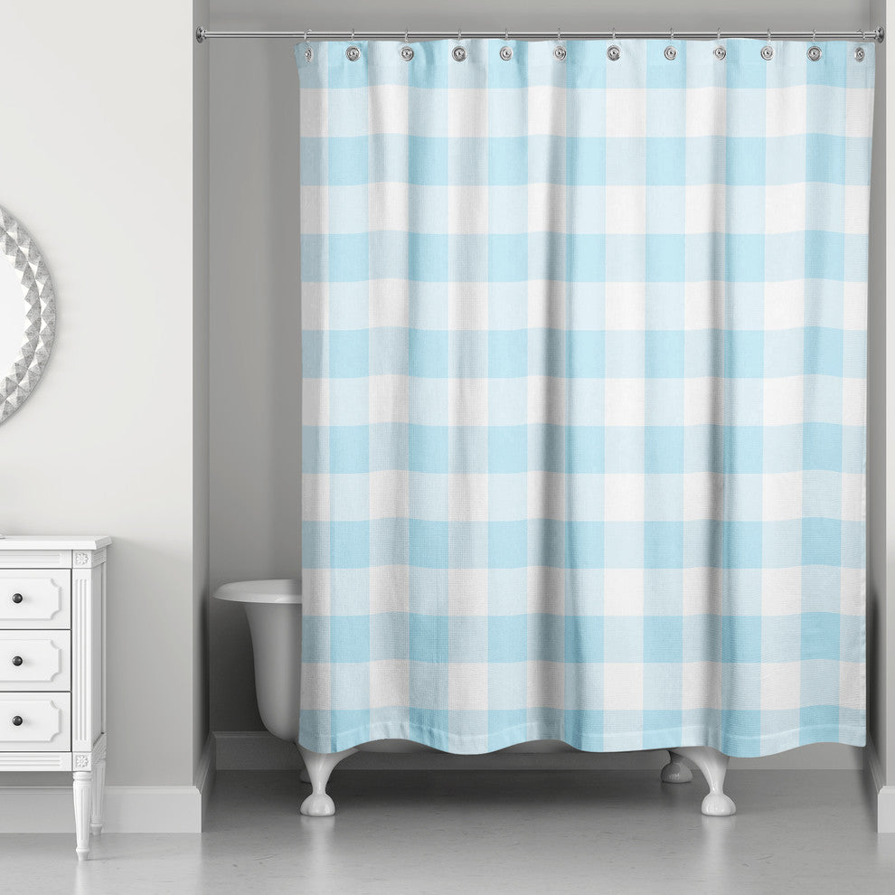 Light Blue Buffalo Check 71x74 Shower Curtain