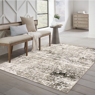 Noble Distressed Abstract Grey/ Ivory Indoor Area Rug, Grey, 3'3"x5'