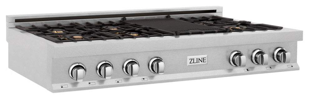 ZLINE 48" Gas Stovetop in Fingerprint Resistant Stainless Steel and Griddle