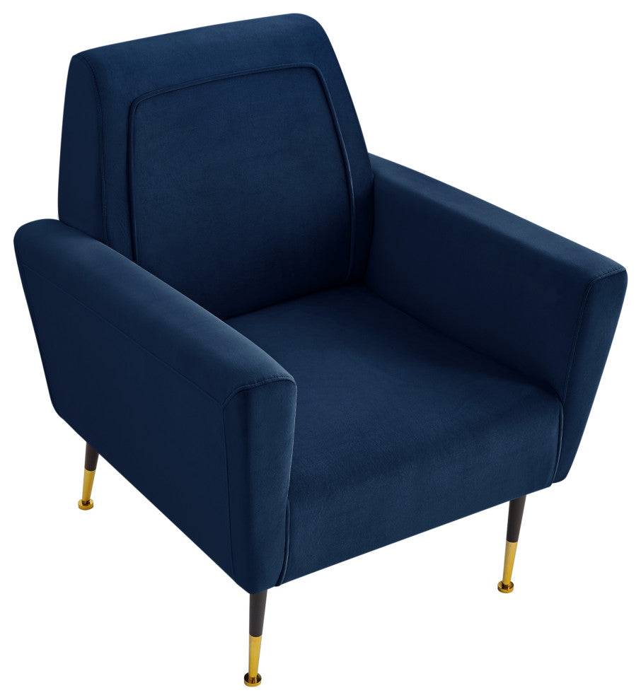 Inspired Home Holt Accent Chair Velvet/Linen 30Lx32Wx36H, Navy