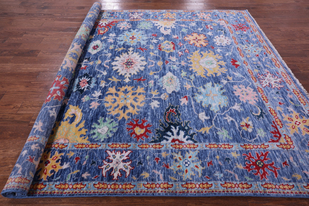 Hand-Knotted Turkish Oushak Wool Rug 8' 5" X 10' 0" - Q13291