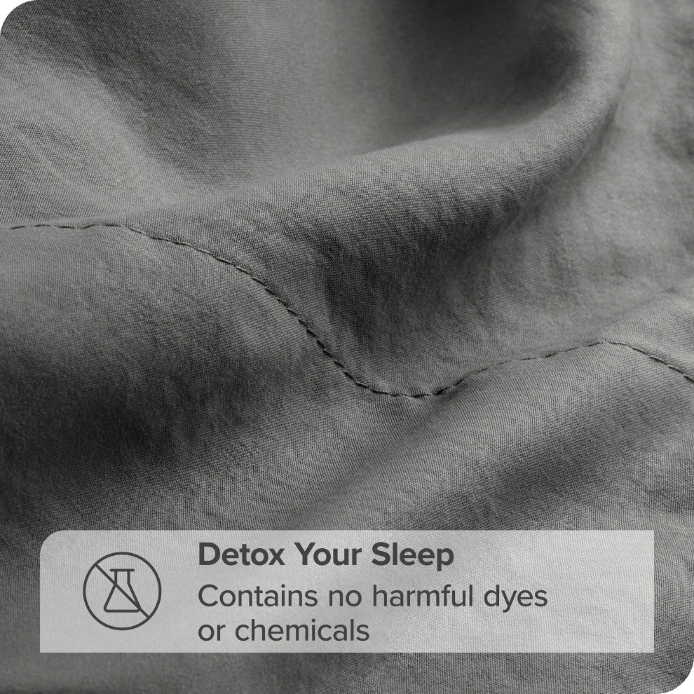 Sandwashed Microfiber Sheet Set, Sandwashed Gray, Twin