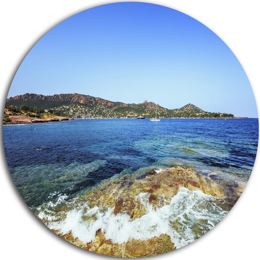 Agay Bay In Esterel Rocks Beach, Beach Disc Metal Wall Art, 23"