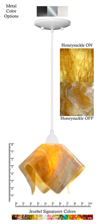 Small Jezebel Signature Flame Pendant, Honeysuckle, White Base