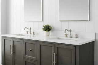 Vanity Art Bathroom Vanity With Sink & Top, Silver Grey, 72" (Double Sink), Engineered Marble