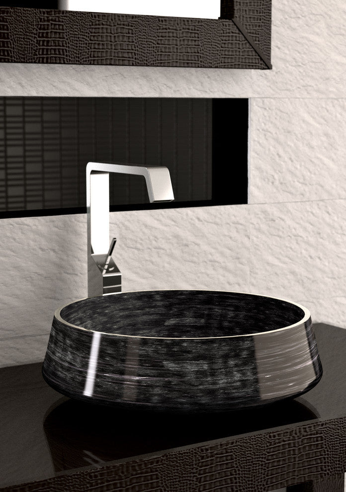 Alumix Exte Luxury Vessel Sink, Black and Silver