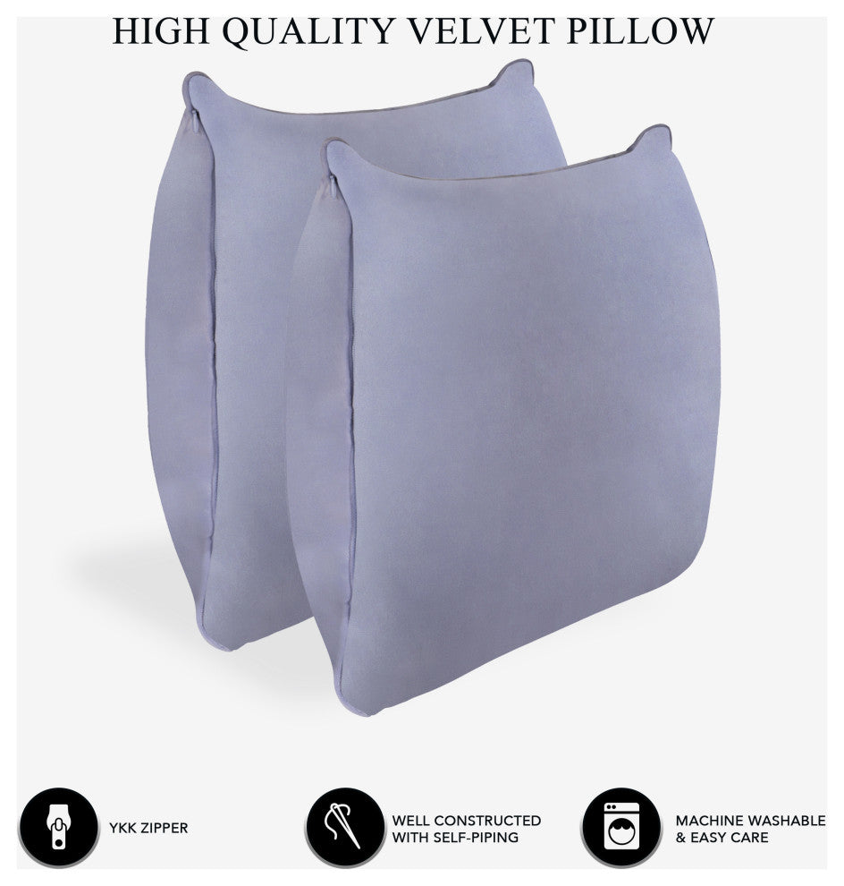 A1HC Soft Velvet Pillow Covers, YKK Zipper, Set of 2, Slat Grey, 20"x20"