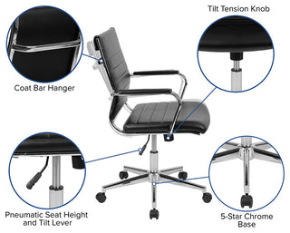 5-Piece Oval Conference Table Set With 4 LeatherSoft Ribbed Executive Chairs, Ru
