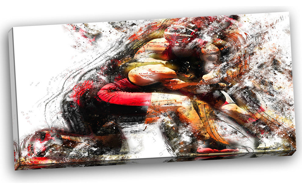 "Wrestling in Action" Canvas Painting