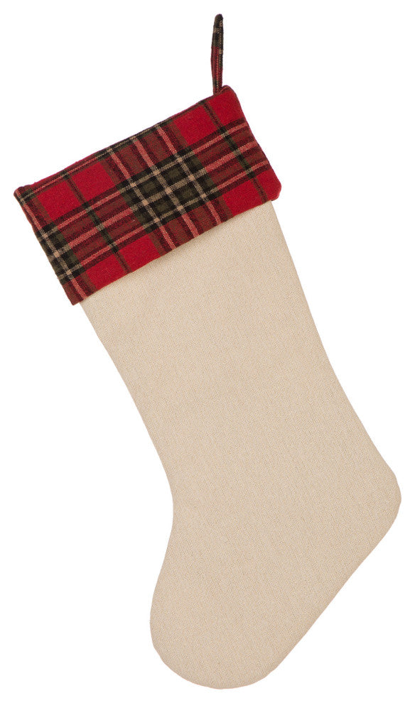Set of 2 Embroidered Linen Christmas Decoration, Stocking