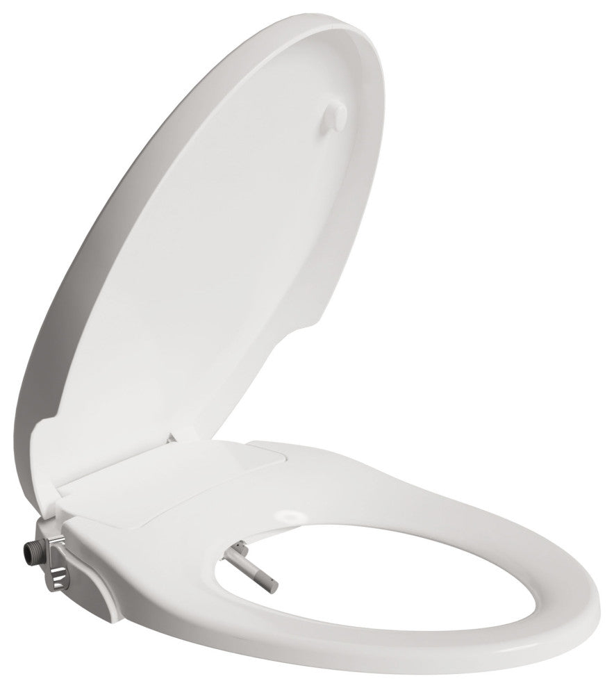 ANZZI White Manual Soft Close Bidet Seat With Dual Nozzle, Elongated Toilets