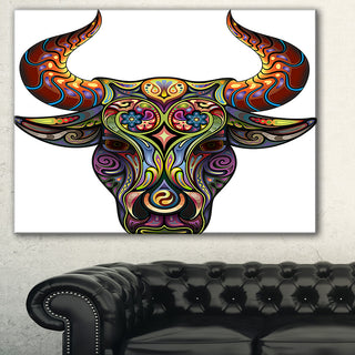 "Ornamental Bull Animal Canvas" Digital Print, 40"x20"