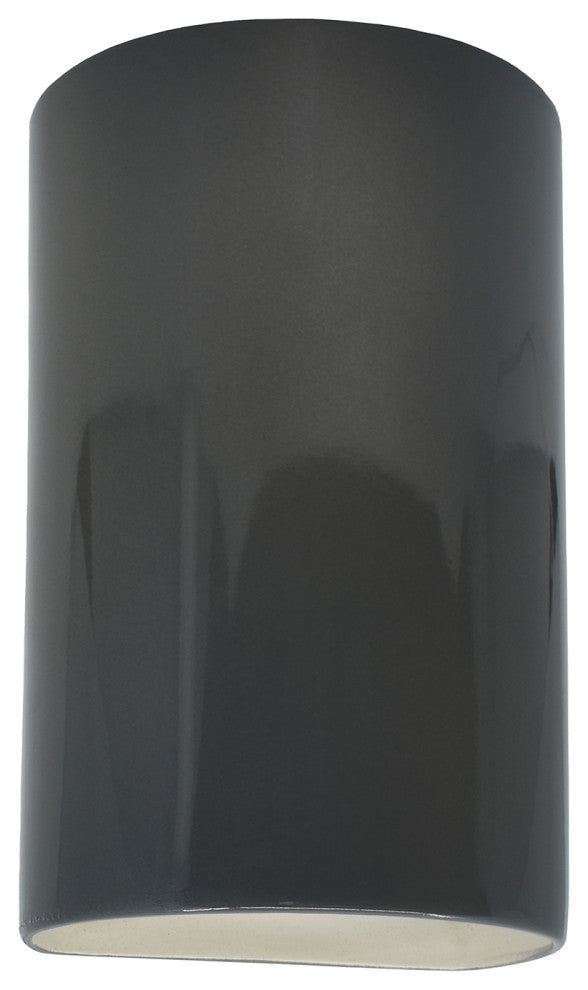 Ambiance Large Cylinder Wall Sconce, Open Top & Bottom, Gloss Grey, LED