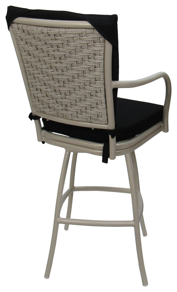 Outdoor Patio Swivel Bar Stool Ofir with Arms, Black - Beige, 26"