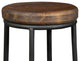 Round Salvaged Pine & Iron Counter Stool