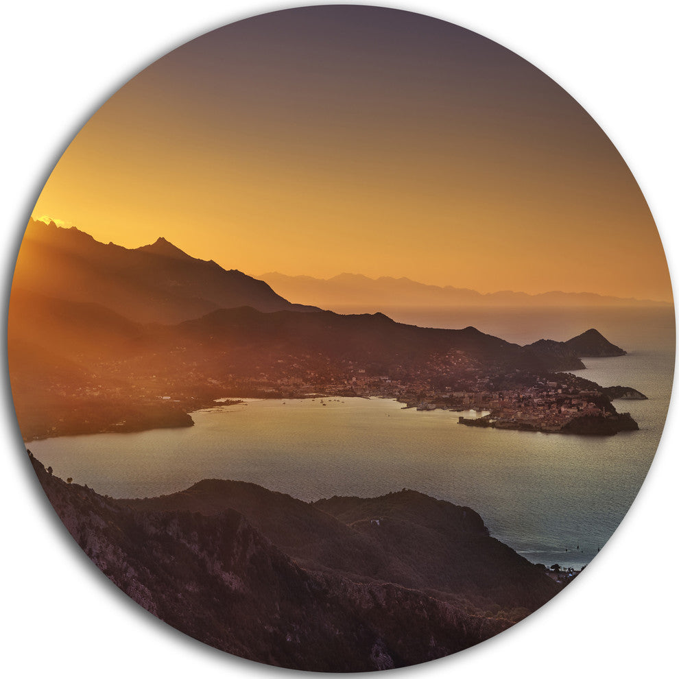 Portoferraio Bay Beach Aerial View, Seashore Round Wall Art, 23"