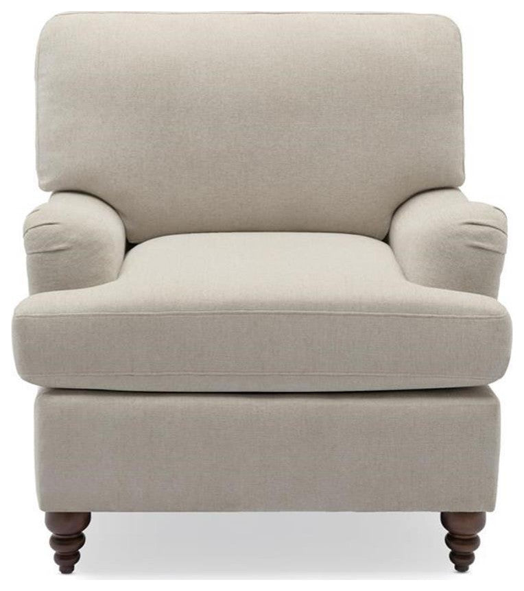 Bowery Hill Transitional Wooden Fabric Arm Chair in Sea Oat Beige
