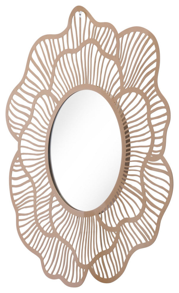 Frame Wall Mirror, Round, Glass, Steel Metal, Gold, Bedroom Living