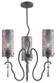 Haley 3-Light Chandelier, Seedy and Plated Amber Glass, Mosaic Glass, Moasic Iri