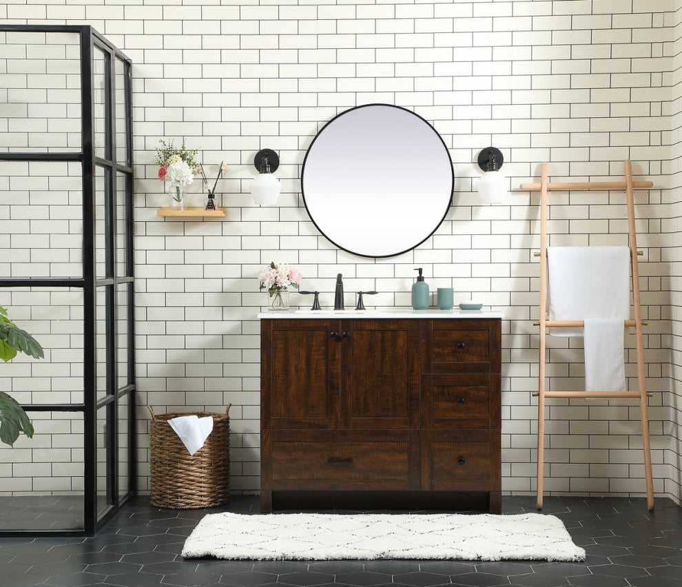 Home Living 19" Farmhouse Expresso-Light Bathroom Vanity