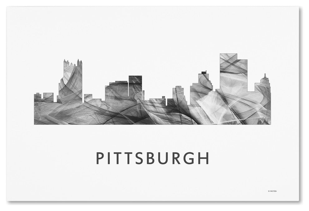 Marlene Watson 'Pittsburgh Pennsylvania Skyline' Canvas Art, 24x16